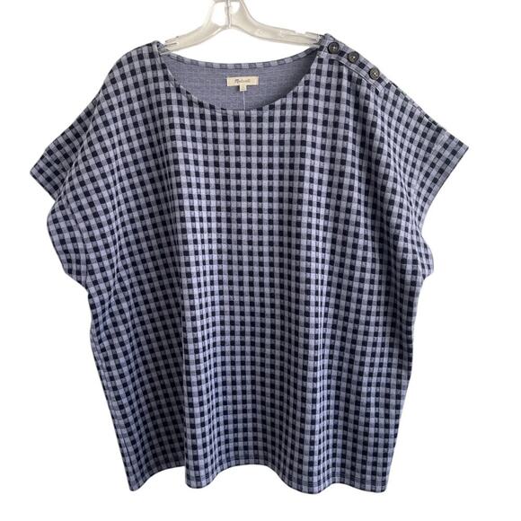 Madewell Sz 3X Gingham Knit Top Stretch Plus Summer Casual Preppy Boxy NWT - Picture 3 of 11